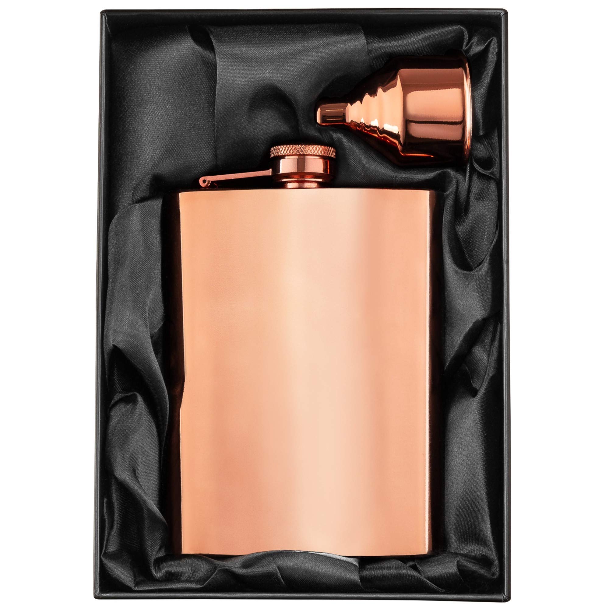 Flask For Liquor For Women Gift Set - Copper Flask 8oz + Funnel + Pouch. Cute Rose Gold Flask. Luscious Packaging. Whiskey Flasks for Women, Her, Ladies. Women's Anniversary, Birthday, Wedding Gifts