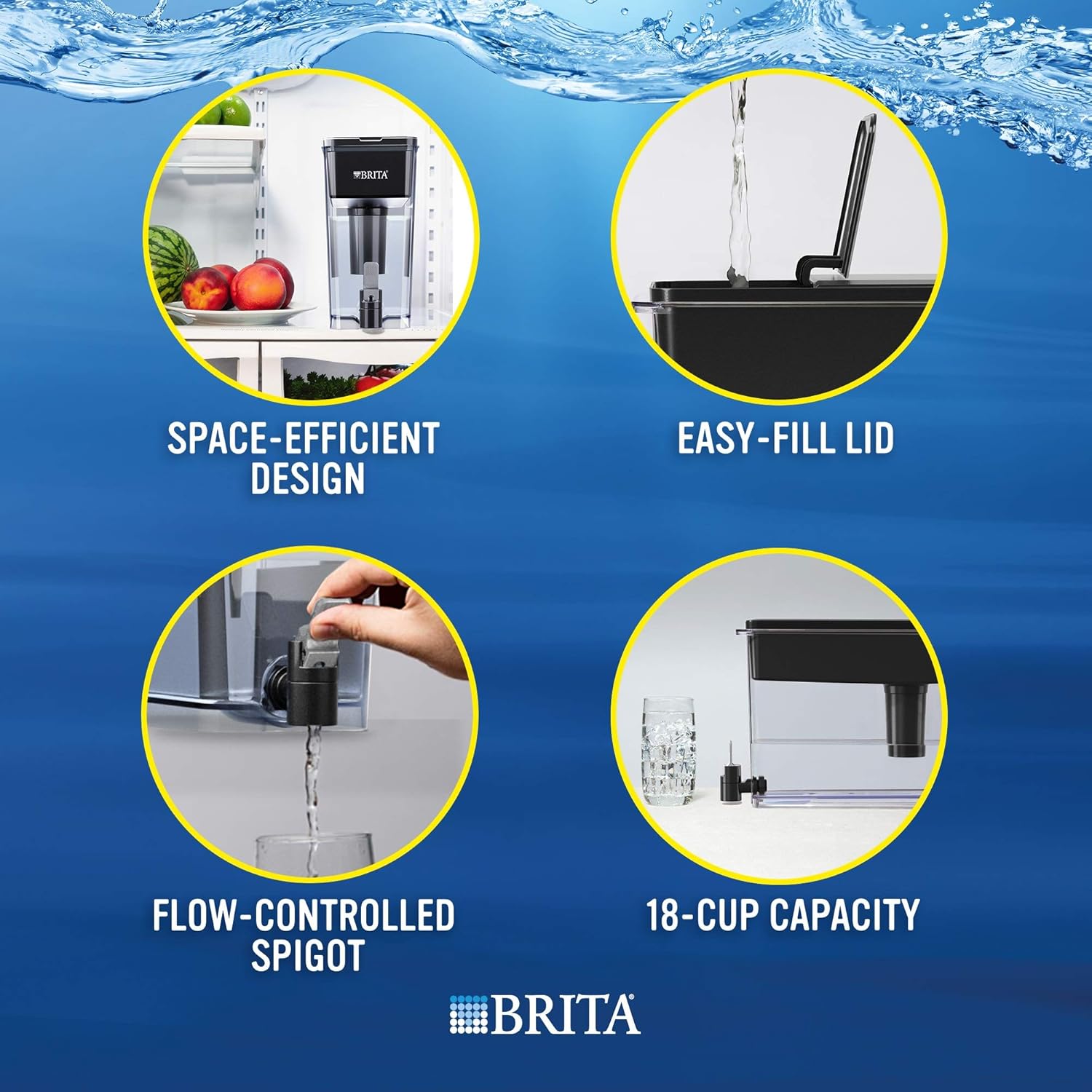 Brita Ultra Max Filtering Dispenser, Extra Large 18 Cup, Black: Kitchen & Dining