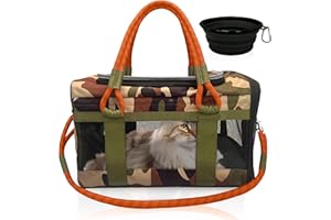 Agape Paws Cat Carrier Dog Carriers I Airline Approved Pet Carrier for Small Medium Dogs & Cats Under 20 Lbs I Kittens & Puppies Collapsible Soft Sided TSA Travel I Puppy Carrier Bag (Camo)