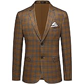 Boyland Men's Casual Suit Blazer Jackets Lightweight One Button Sport Coats Plaid Blazer