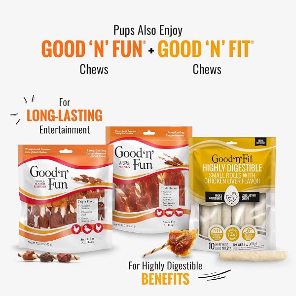 GOOD ‘N’ TASTY TRIPLE FLAVOR PUREE MIX-INS VARIETY PACK DOG FOOD TOPPER TREATS FOR ALL DOGS, 84 COUNT, EASY SINGLE-SERVE PORTIONS, ADDED PROTEIN WITH CHICKEN, SALMON, DUCK, BEEF AND RABBIT