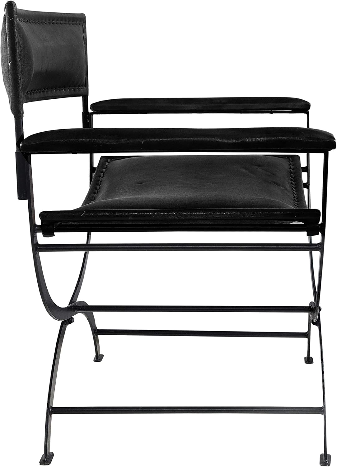 LR Home Faux Leather Director Accent Chair, 28" L x 17" W x 31" H, Black: Furniture & Decor