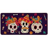 Baccessor Day of The Dead Doormat Outdoor Outside,Dia De Los Muertos Front Sugar Skulls Doormats Non Slip Rubber Entrance Floor Door Mat for Halloween Holiday Indoor Decor 17x36 Inch