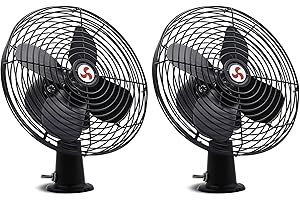 Homdec 12V RV Cooling Fan with 2-Speed Switch, 8.75-Inch Heavy Duty Black Metal Fan, 12Volts Car Fan, use for Auto, Truck, RV, Car, Boat, and Buses