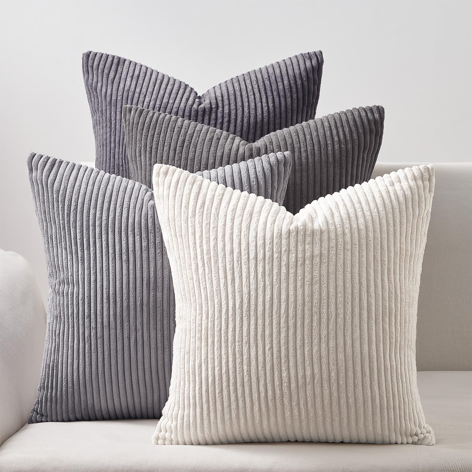 Topfinel Decorative Throw Pillow Covers Cushion Cases, Set of 4 Soft Velvet Modern Double-Sided Designs, Mix and Match for Home Decor, Pillow Inserts Not Included (24x24 inch, Grey) Image Topfinel Decorative Throw Pillow Covers Cushion Cases, Set of 4 Soft Velvet Modern Double-Sided Designs, Mix and Match for Home Decor, Pillow Inserts Not Included (24x24 inch, Grey) Image