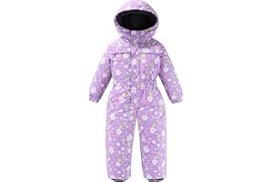 LUCKYLUAN Girls Boys One Piece Snowsuit Waterproof Windproof Ski Snow Hooded Coveralls
