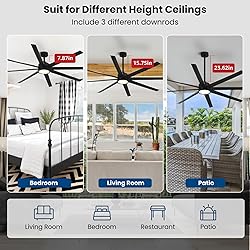 Conciseer Modern Ceiling Fans with Lights, 84 Inch