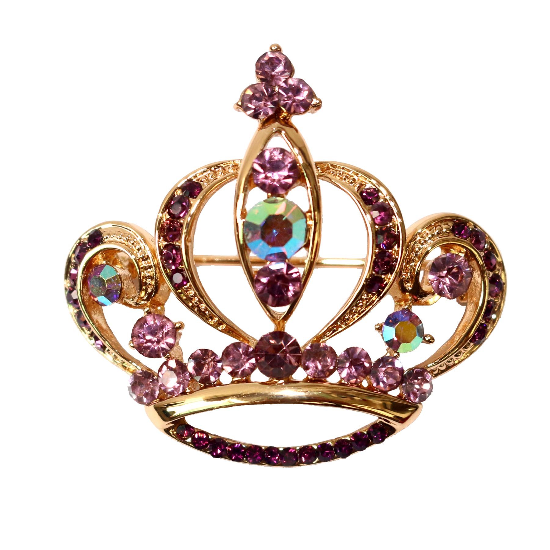 Navachi 18k Gold Plated Purple Crystal Royal Crown Az7157b Brooch Pins