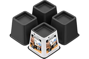 Lufia 3-inch Bed Furniture Risers Heavy Duty, Stackable Bed Lifts Risers for Sofa, Table, Couch, Chair or Desk, Set of 4 Bed Lifts (Black, 3 inch)