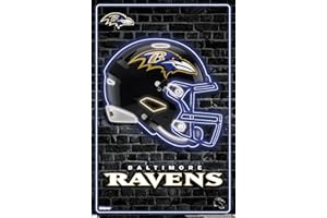 TRENDS INTERNATIONAL NFL Baltimore Ravens - Neon Helmet 23 Wall Poster, 34L" x 22.4W", Unframed Version