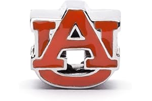 Stone Armory Charm for Auburn Tigers – Auburn University Bead Features Orange AU – Stainless Steel Auburn Charm Compatible with Pandora Bracelets – AU Jewelry - Gift for Fans & Alumni