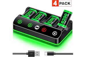 CYOYPPY Rechargeable Xbox Controller Battery Pack Charging Station,4x6200mWh Xbox Battery Pack for Xbox Series X|S,One S/X/Elite Controllers,Xbox Batteries Kit with Fast Charging Station