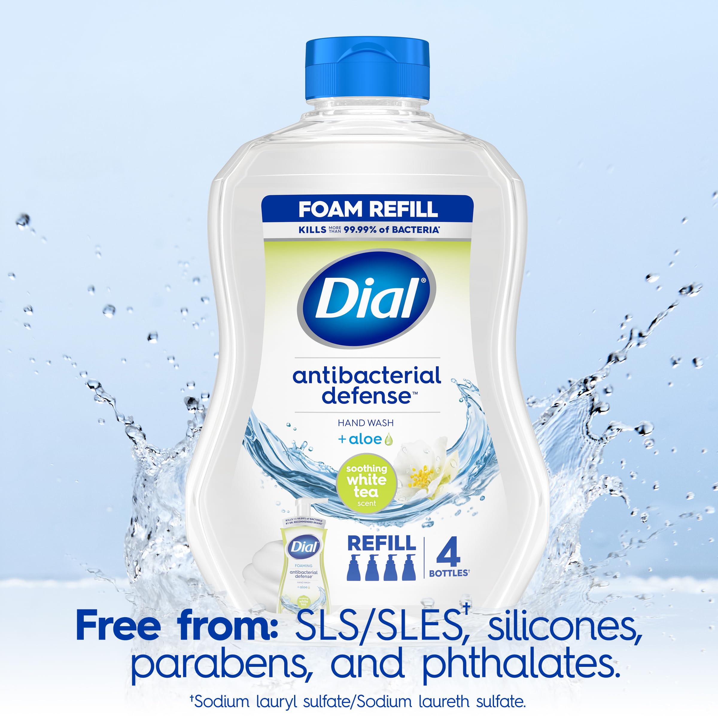Dial Complete Foaming Hand Wash Refill, Soothing White Tea, 30 Fl Oz, Pack of 4