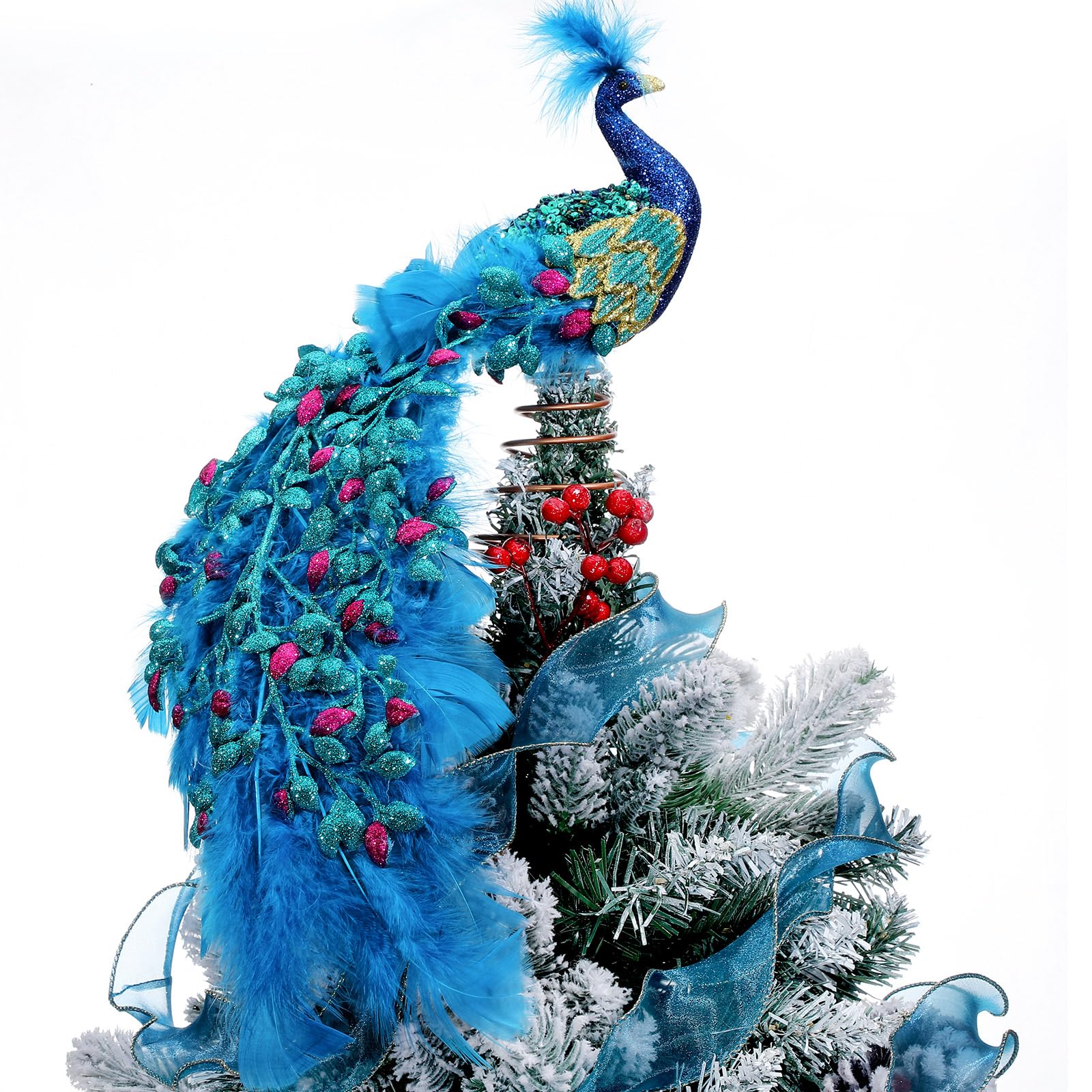 Retisee 15 Inch Christmas Peacock Tree Topper Christmas Ornaments ...
