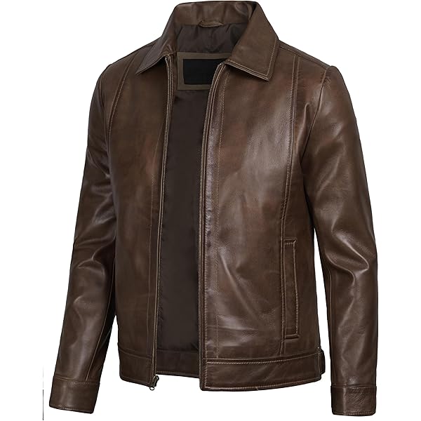 Men's Real Leather Jacket 100% Soft Skipper Classic Casual Fashion