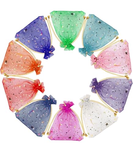 Gjinxi 100 Pcs Moon Star Organza Bags, 3.5 X 4.7 Inch Wedding Favor Bags Jewelry Candy Bag With Drawstring Little Mesh Gift Pouch For Wedding Party Christmas Eid Mubarak - View #9