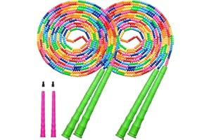 Kingcolor Double Dutch Jump Rope Long Jump Rope 16 FT 1 Pack/2 Pack, Adjustable Soft Beaded Diy Jump Rope for Kids Adult Long