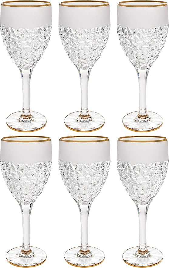 Goblet Wine Glass Water Glasses Crystal Set of 6