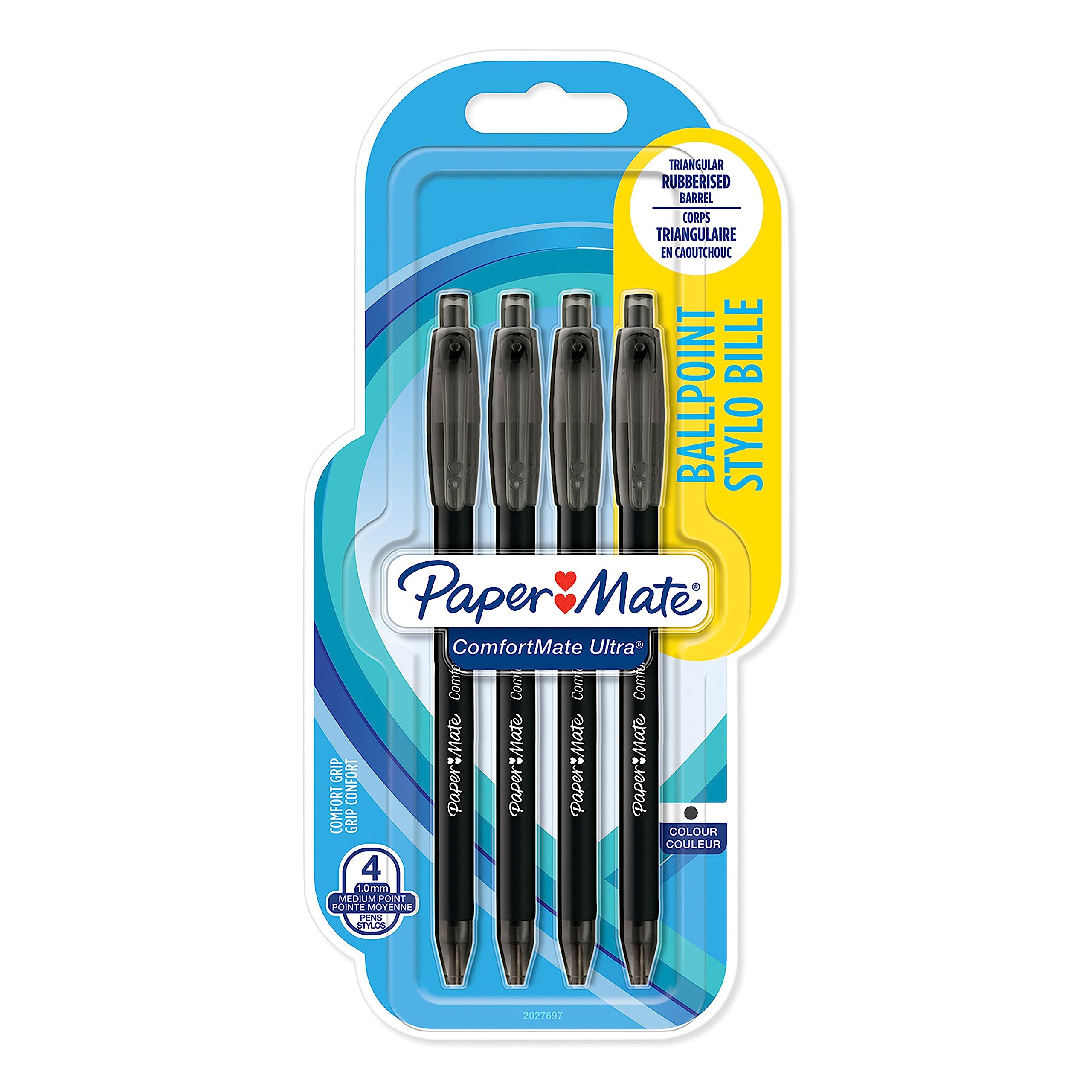 Paper Mate ComfortMate Ultra Retractable Ballpoint Pens | Medium Point (1.0mm) | Black | Pack of 4