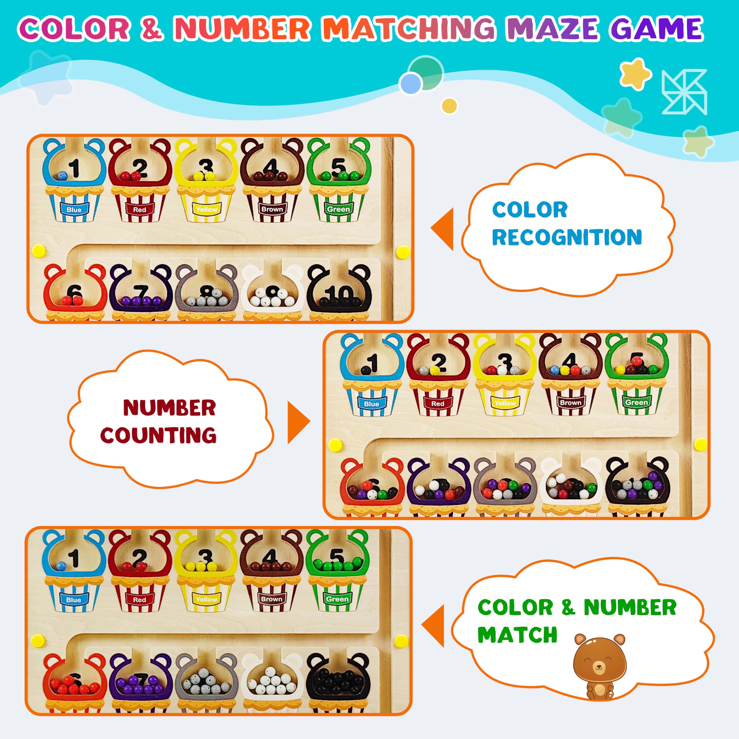 Mua Magnetic Color and Number Maze Montessori Wooden Color Sorting ...