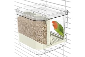 BAGHPBM No Mess Automatic Bird Feeder,Multifunctional Parrot Seed Feeders,Transparent Seed Food Container,Bird Cage Accessories for Canaries Budgies Lovebirds Conures Cockatiels