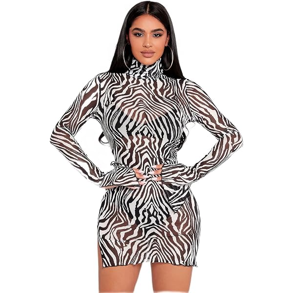 slim fit dress slacks Gianna Zebra Cowl Neck Chiffon Maxi Dress main image 0