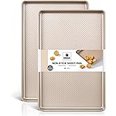 HONGBAKE 2 Pack Quarter Sheet Pans for Baking Nonstick, Commercial Cookie Sheet for Baking with Diamond Texture Surface, 57% Thicker Carbon Steel 9 x 13 Baking pan