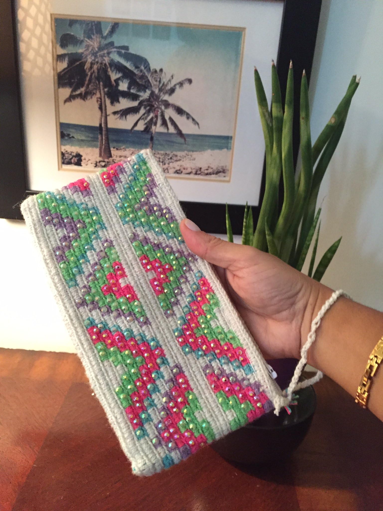 Colombian Wayuu Mochila Clutch Bag From Our Exclusive Handmade Custom Crafted Collection That Is 100% Authentic and Limited Edition