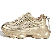 LUCKY STEP Women's 90s Chunky Sneakers Sparkly Bling Rhinestone Rope Platform Casual Thick Dad Rave Walking Shoes