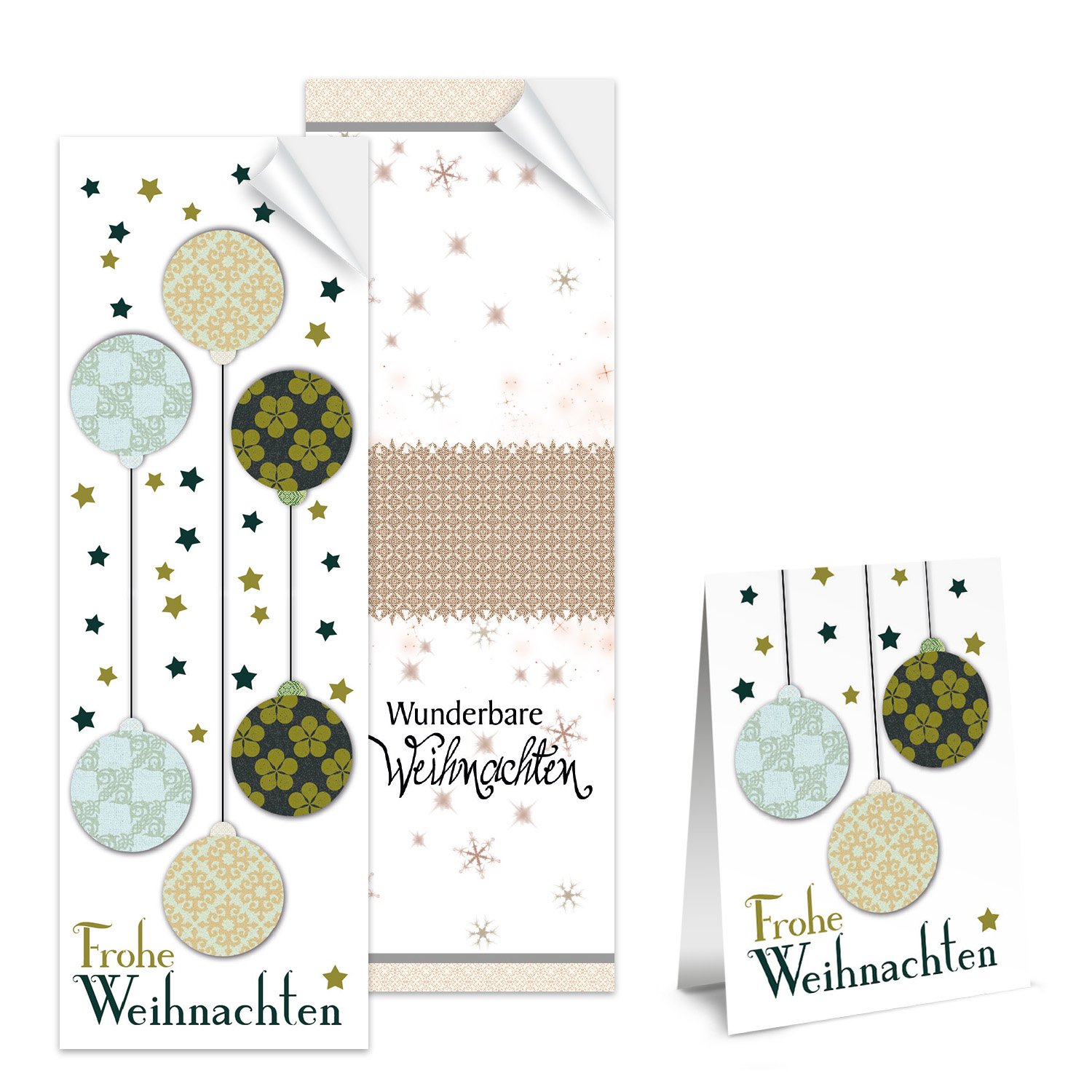 Set of 2 x 25 Long Christmas Clear Stamps Shabby Chic Stickers Merry Christmas Baubles and Great Gift in Box Christmas