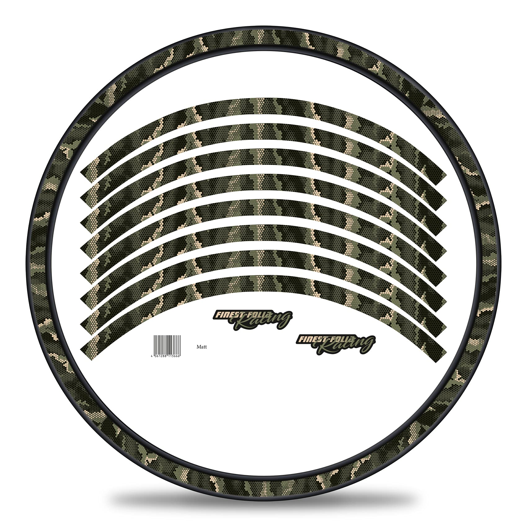 Finest Folia Set of 16 Wheel Rim Stickers for Bicycle Rims in Camouflage Design Complete Set for 27 Inch / 29 Inch for Ebike Road Bike Mountain Bike MTB Balance Bike (Hexagon Classic, Matte)