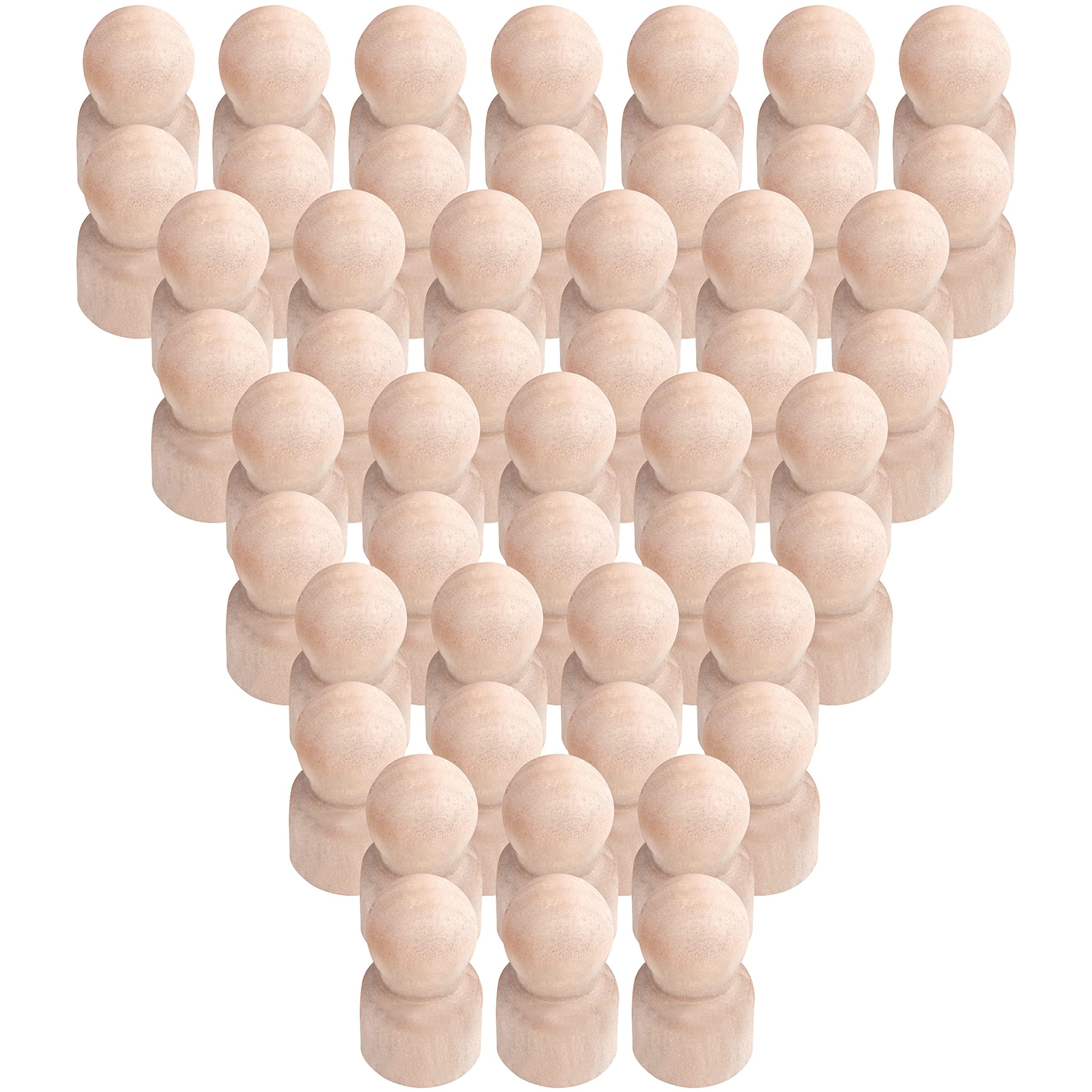 Belle Vous Unfinished Wooden Peg People (50 Pack) - 2.5 x 1.5cm / 1 x 0.59 inch - Natural Wood Decorative Figure Shapes for DIY Art & Craft and Painting - Bodies for Decoration & Crafts