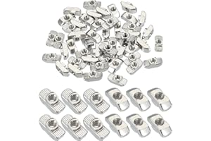 PATIKIL 4040 Series M5 t Nuts, 50pcs t Slot Nut Hammer Head Fastener Nut, Nickel Plated Carbon Steel Nut for Aluminum Profile