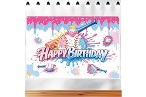 Baseball Ice Cream Drip Backdrop, 150x100cm/59x39.37in Baseball Ice Cream Theme Happy Birthday Backdrop Banner Wall Hanging P