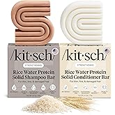 Kitsch Rice Water Shampoo & Conditioner Set – Solid Shampoo & Conditioner Bar with Protein for Hair Growth, Strengthening Hair & Damage Repair – Paraben, Sulfate & Silicone Free – 2 Pack