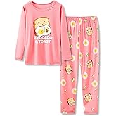 Beezizac Little & Big Girls Neon Tie Dye 2-Piece Long Sleeve Pajamas Outfit Soft Cute Kids PJ Set Size 6-18