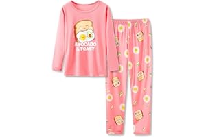 Beezizac Little & Big Girls Neon Tie Dye 2-Piece Long Sleeve Pajamas Outfit Soft Cute Kids PJ Set Size 6-18
