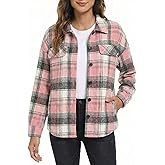 ZAFUL Women's Shacket Button-Down Overshirt Plaid Lightweight Airy Layering Jacket Decorative Flap Long Sleeve Shirt Jacket