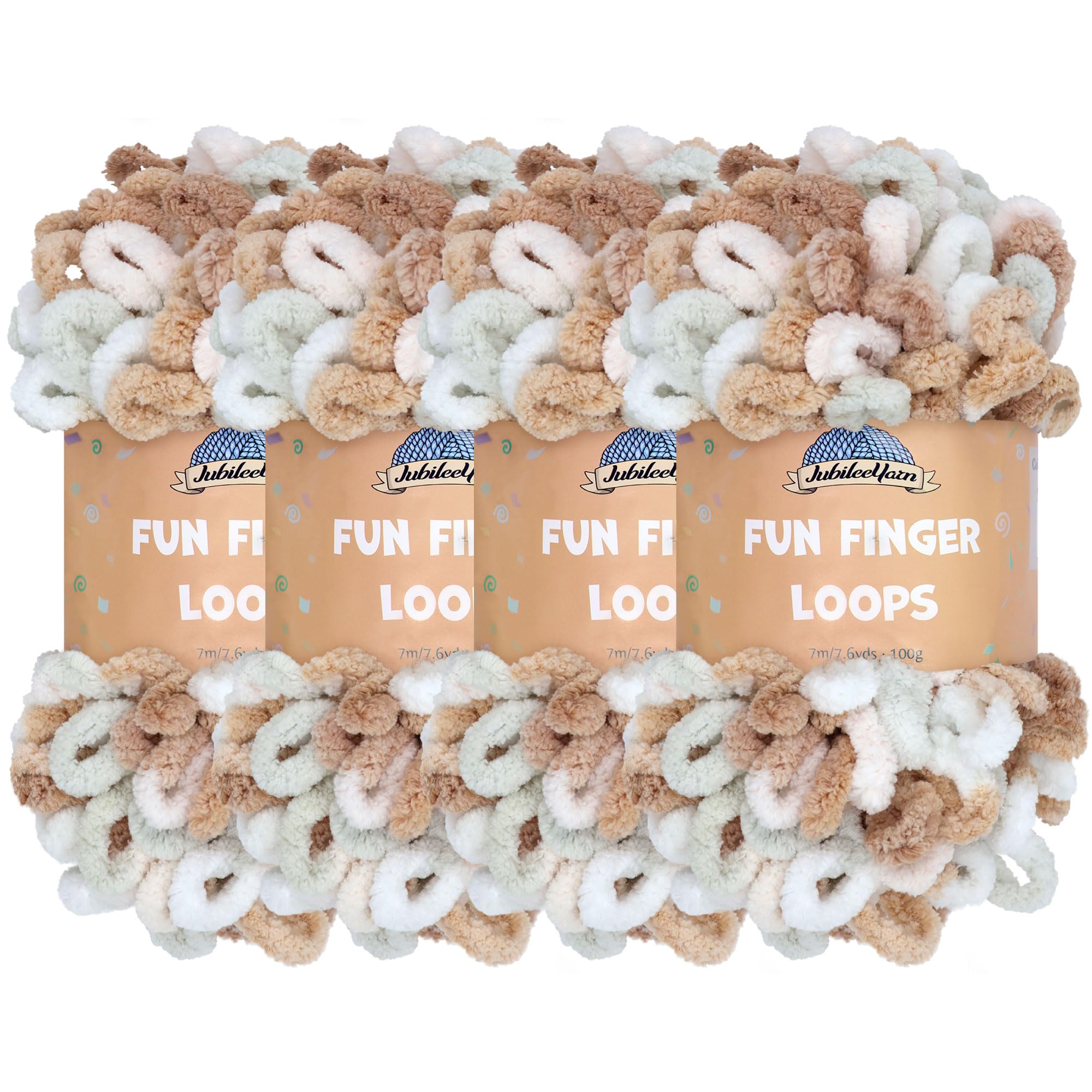 JubileeYarn Fun Finger Loops Yarn - Polyester Jumbo Weight Loop Yarn - 100g/Skein - Hestia - 4 Skeins — image 1