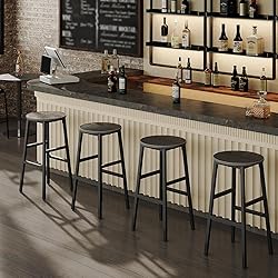 MAHANCRIS Bar Stools, Set of 2 Round Bar Chairs