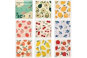 Eulnars Swedish Dish Cloth, 8 Pack Fruit Swedish Dishcloths for Kitchen, Reusable Paper Towels Washable, Biodegradable, Non-S