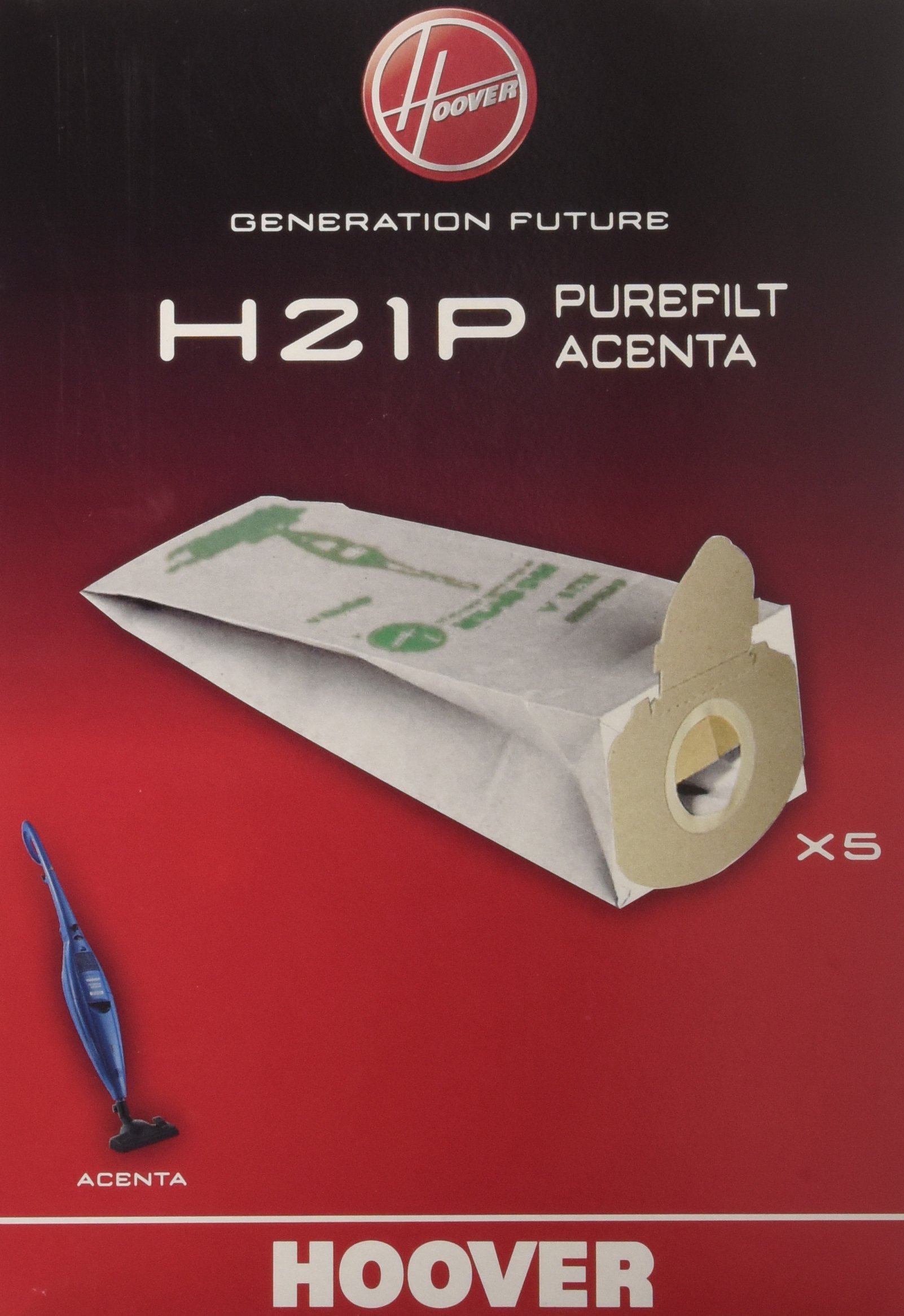 Hoover H21P Vacuum Cleaner Bags, Original, Paper, Anti-odor, Extra Large, Compatible With Acenta Vacuum Cleaners, 5 Pieces