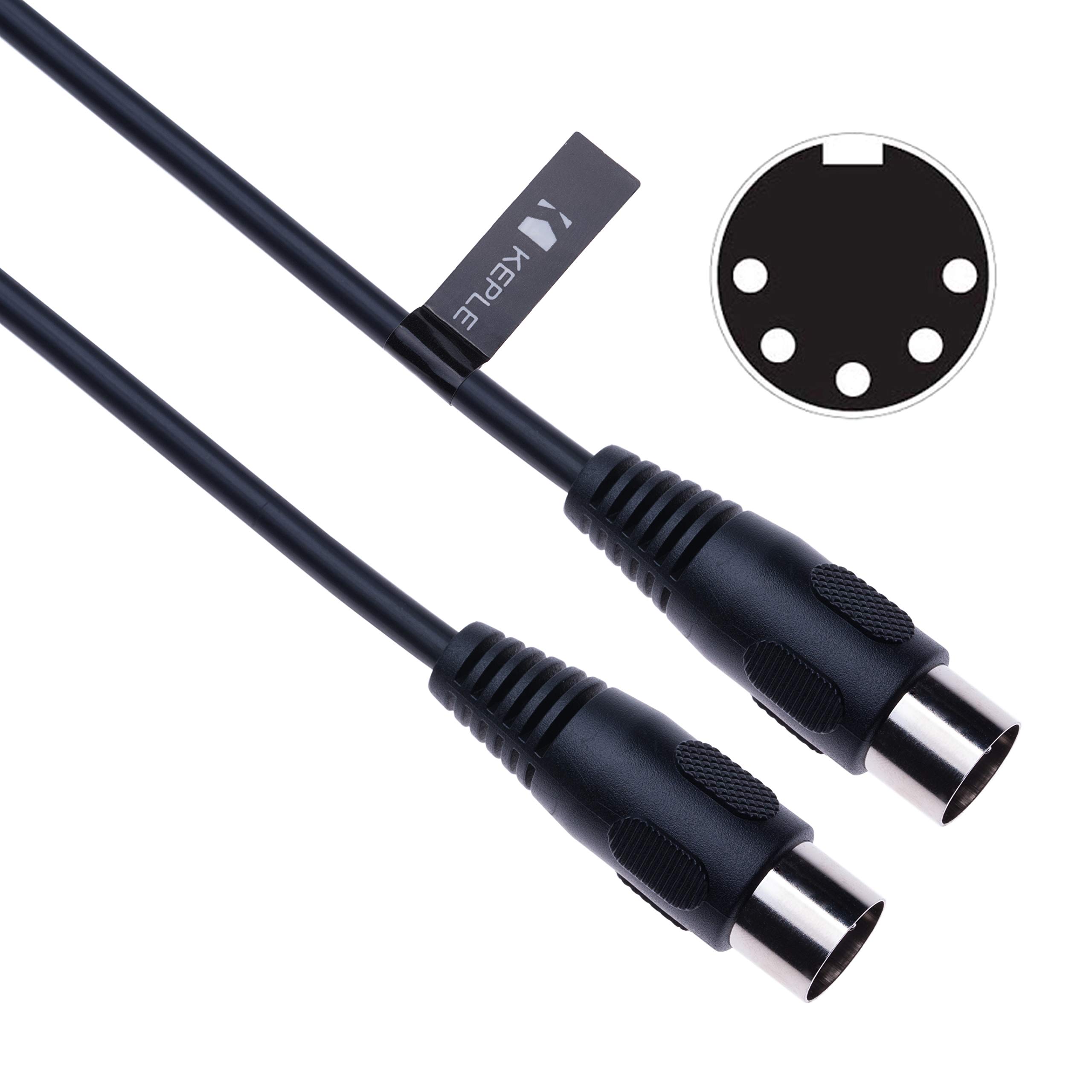 Keple 5 DIN MIDI Cable Jack Plug Male to Male Audio Lead for MIDI Controller, Synthesizer, Piano Keyboard, Sequencer, Electronic drums, Drum machine, Effect Processor, Sampler, Multi-Effect Pedal 3m