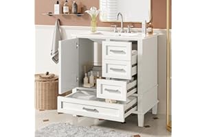 Mirightone 30" Bathroom Vanity with Sink, Bathroom Vanity with Sink 30 Inch, 30 in Vanity with Top for Bathroom, 30 Vanity and Sink Combo with 3 Drawers and 1 Soft Closing Door (White)