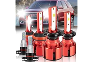 LTZXAP For GMC Acadia 2007-2012 Light Bulbs, 800% Brightness Hi and Lo Beam+Fog Light Bulbs, 6500K White, 36000LM Super Bright, IP68 Waterproof, Superfocused Beam Mode, 6PCS