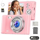 Digital Camera 4K for Kids: 48MP Pink Camera for Teens Photography - Christmas Birthday Gifts for Girls - 16X Zoom Shoot for Vlogging - Compact Camera for 6 7 8 9 10 Years Old- Toys for Toddler