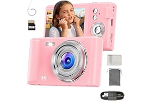 ZAZYZIA Digital Camera 4K for Kids: 48MP Pink Camera for Teens Photography - Christmas Birthday Gifts for Girls - 16X Zoom Shoot for Vlogging - Compact Camera for 6 7 8 9 10 Years Old- Toys for Toddler