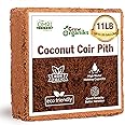Grow Organiks Coco Coir Pith,Coco Peat Brick/Block -11 Lbs, OMRI Listed for Organic Use, Expansion Between 70-75L,Universal Potting Substrate for All Plants & Crops