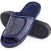 DL Adjustable Men's Memory Foam Slippers, Comfy Indoor Outdoor, Breathable Slide Bedroom Slippers Size 7-14