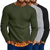 Sweetyweee 3 Pack Men's Big and Tall Thermal Shirts Ribbed Long Sleeve Cotton Crew Neck Tops Raglan Basic Undershirt